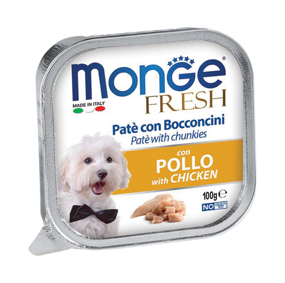[1ctn=32pcs] Monge Fresh Pate & Chunkies Chicken Dog Food (100g)