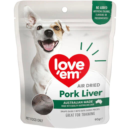 Love'em Air Dried Pork Liver Dog Treats 200g