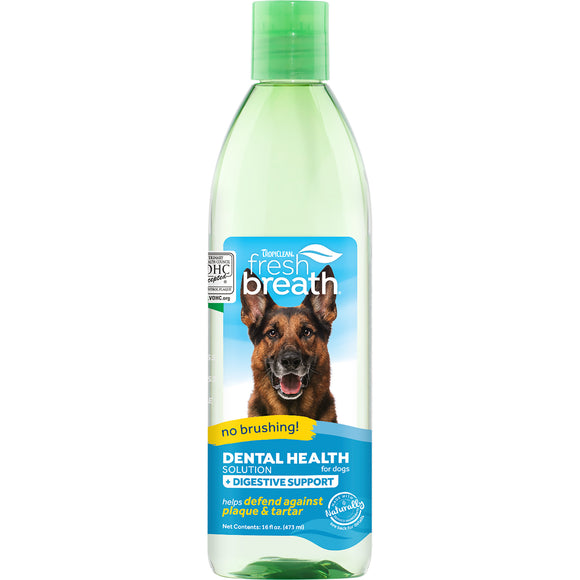 Fresh Breath by TropiClean Dental Health Solution Plus Digestive Support for Dogs (16oz)