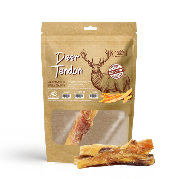 Absolute Bites Deer Tendon Single Ingredient Natural Dog Chew (3 sizes)
