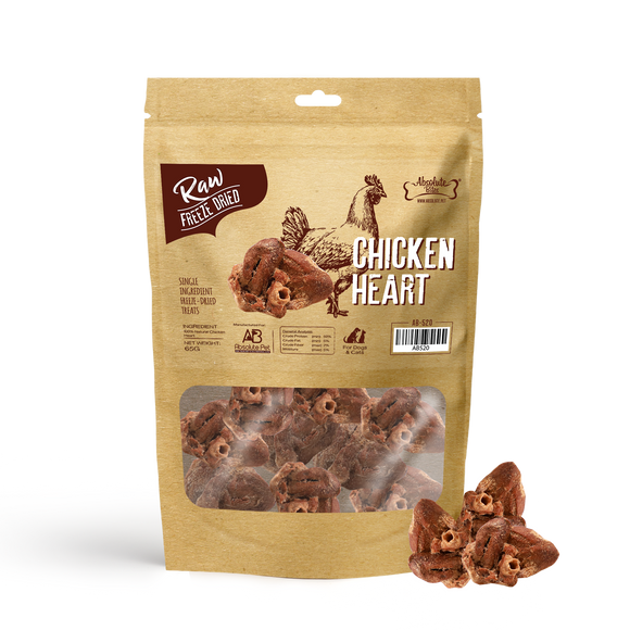 Absolute Bites Raw Freeze-Dried Treats for Dogs & Cats (Chicken Heart) 65g