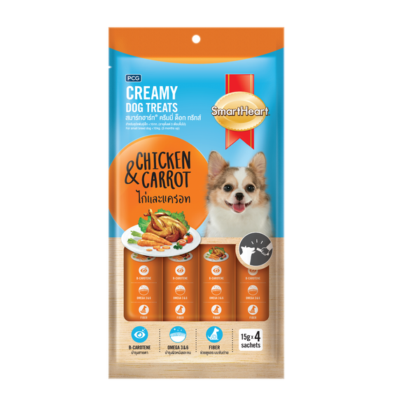 Smartheart Creamy Dog Treat (Chicken & Carrot) 15g x 4