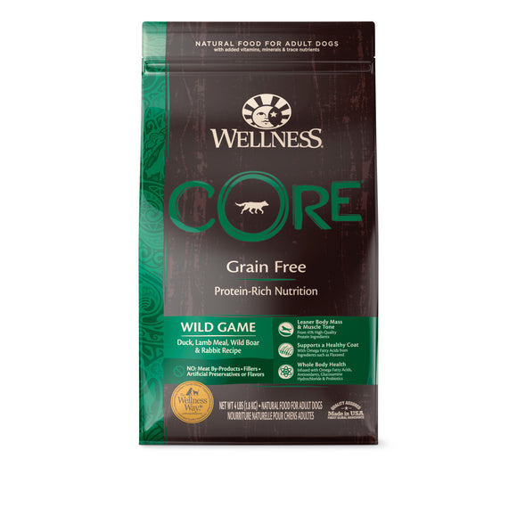 Wellness Core Grain Free Wild Game (Duck, Lamb Meal Wild Boar & Rabbit) Dry Food for Dogs (3 sizes)