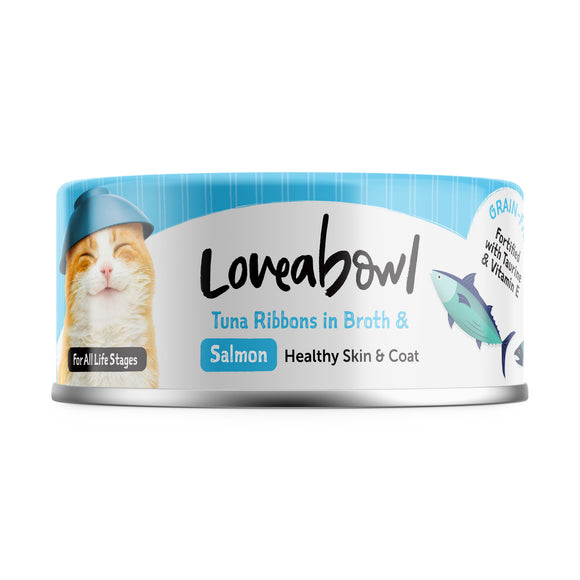 [1ctn=24cans] Loveabowl Tuna Ribbons in Broth with Salmon Wet Canned Food for Cats