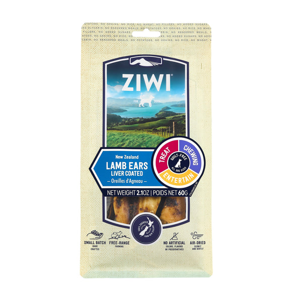 [ZP608] ZIWI Lamb Ears - Liver Coated Treats for Dogs (60g)