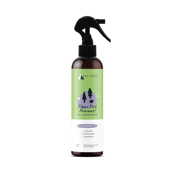 Kin+Kind Flea & Tick Protect Spray - Lavender for Dogs & Cats (12oz)