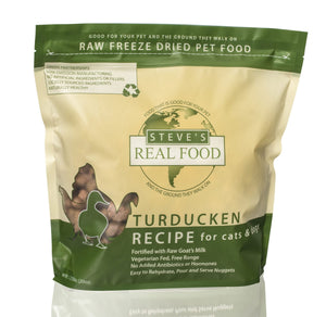 Steve’s Real Food Turducken Freeze-Dried Raw Nuggets for Dogs & Cats (20oz)