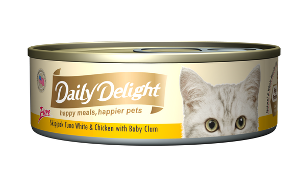 [1carton=24cans] Daily Delight Skipjack Tuna White & Chicken with Baby Clam (80g)