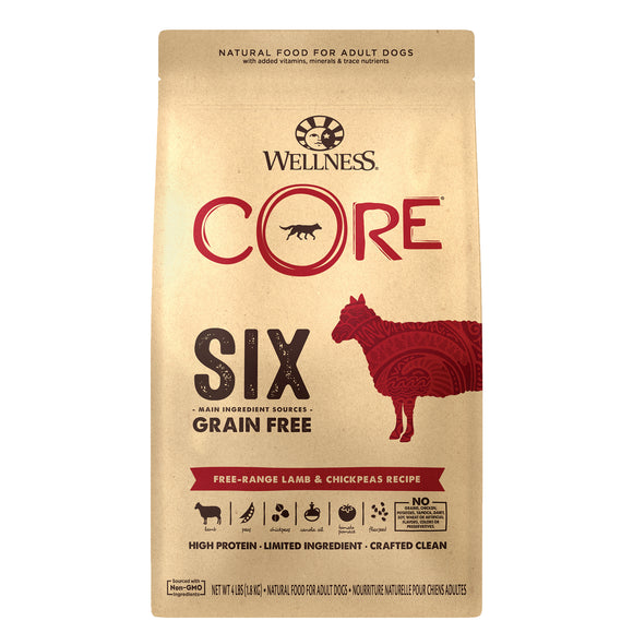 Wellness Core Six Grain Free Free-Range Lamb & Chickpeas Recipe (2 sizes)