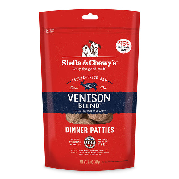 Stella & Chewy’s Venison Blend Freeze-Dried Raw Dinner Patties (14oz)