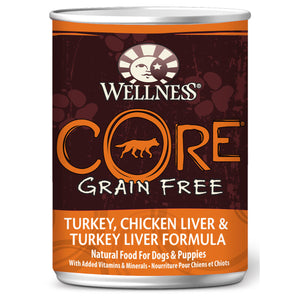 [WN-CanCoreOri] Wellness Core Grain Free Turkey, Chicken Liver & Turkey Liver Canned Dog Food (12.5oz)