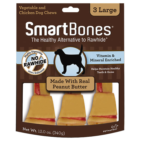 SmartBones Peanut Butter Classic Bone Chews for Dogs - Large (3 pieces)