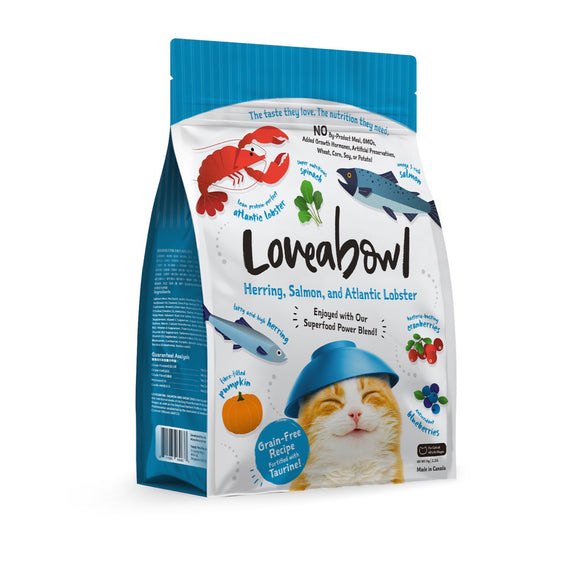 [20% off] Loveabowl Grain Free Herring, Salmon & Atlantic Lobster Recipes Dry Food for Cats (3 sizes)