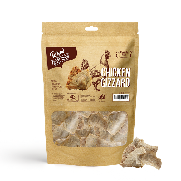 Absolute Bites Raw Freeze-Dried Treats for Dogs & Cats (Chicken Gizzard) 65g