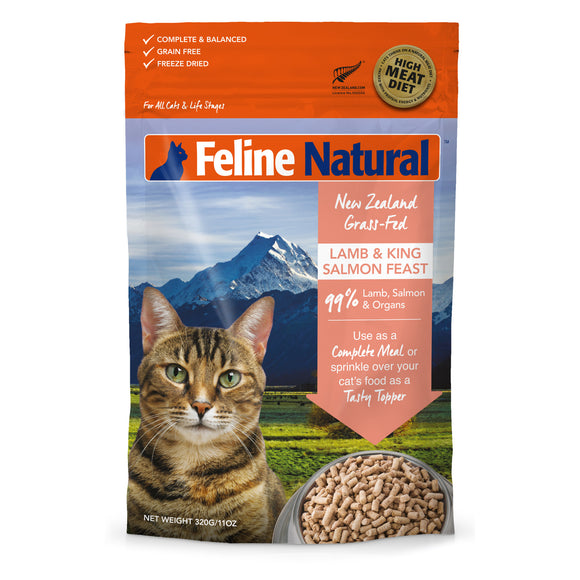 Feline Natural Freeze-Dried Grass-Fed Lamb & King Salmon Feast Food for Cats (2 sizes)