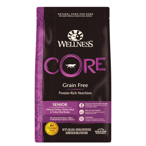 Wellness Core Grain Free Senior (Deboned Turkey, Chicken Meal & Turkey Meal) Dry Food for Dogs (3 sizes)