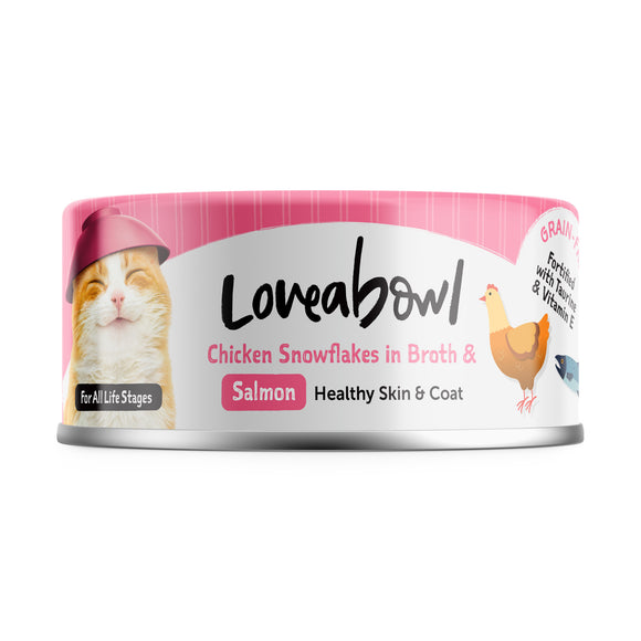 [1ctn=24cans] Loveabowl Chicken Snowflakes in Broth with Salmon Wet Canned Food for Cats