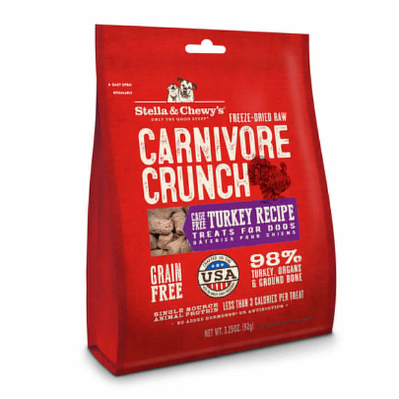 Stella & Chewy’s Freeze-Dried Raw Carnivore Crunch Treats for Dogs (Cage-Free Turkey Recipe) 3.25oz