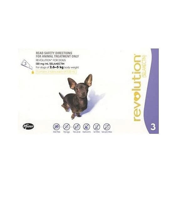Revolution Heartworm, Flea & Tick Treatment for Extra Small Dogs (2.6kg - 5kg) 3’s