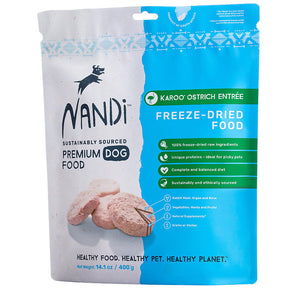Nandi Exotic Freeze-Dried Raw Food for Dogs (Karoo Ostrich Entree) 14.1oz