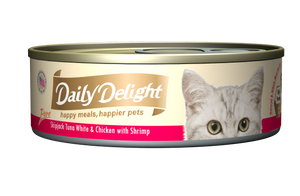 [1carton=24cans] Daily Delight Skipjack Tuna White & Chicken with Shrimp (80g)