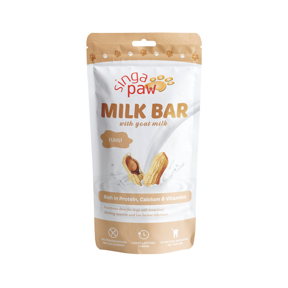 SingAPaw Milk Bar with Goat Milk (Peanut) Chew for Dogs (2 sizes)
