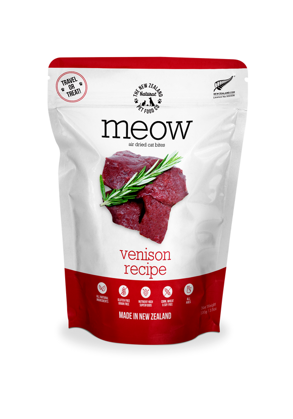 NZ Natural MEOW Air Dried Venison Bites Treats for Cats (100g)