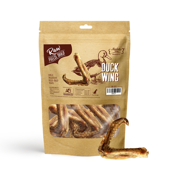 Absolute Bites Raw Freeze-Dried Treats for Dogs (Duck Wing) 70g