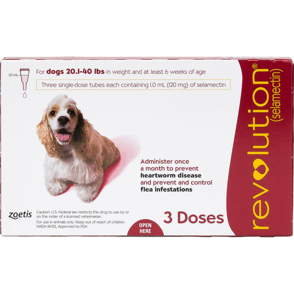 Revolution Heartworm, Flea & Tick Treatment for Medium Dogs (20.1lbs - 40lbs) 3’s