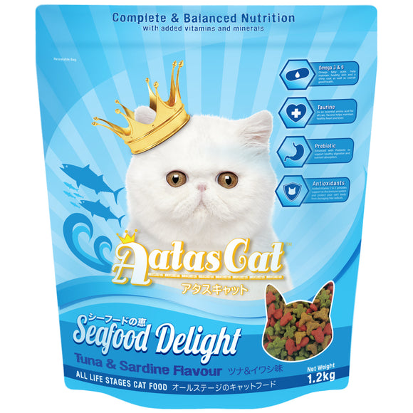 Aatas Cat Seafood Delight - Tuna & Sardine Dry Food for Cats (2 sizes)