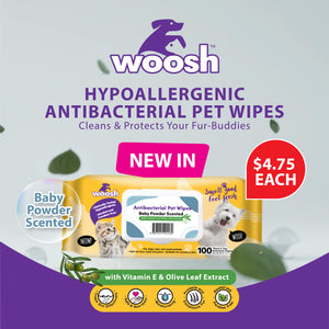 Woosh Antibacterial Pet Wipes (Baby Powder Scent) 100pcs/pack
