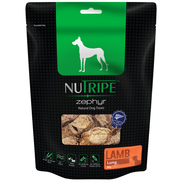Nutripe Zephyr Air Dried Lamb Lung Treats for Dogs (80g)