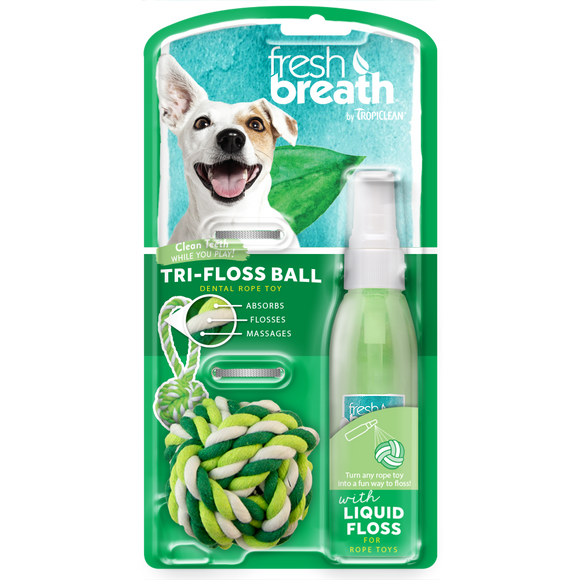 Tropiclean Fresh Breath LiquidFloss + TriFlossBall for Dogs