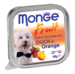 [1ctn=32pcs] Monge Pate & Chunkies with Duck & Orange Dog Food (100g)