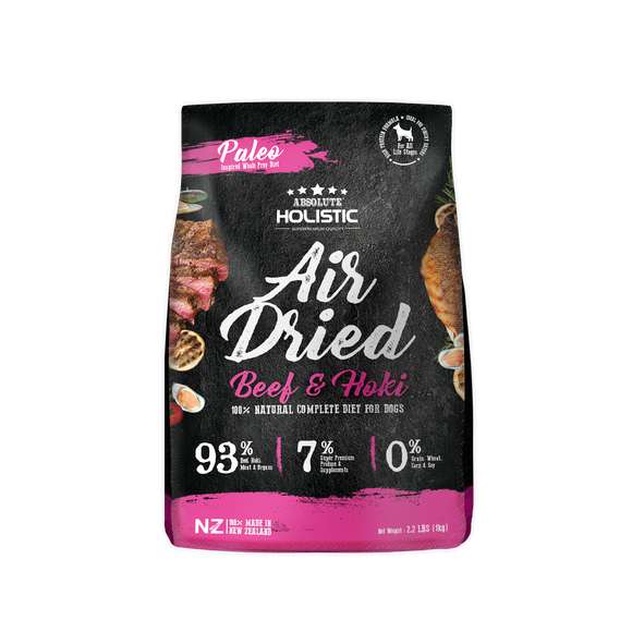 Absolute Holistic Air Dried Dry Food (Beef & Hoki) for Dogs (1kg)