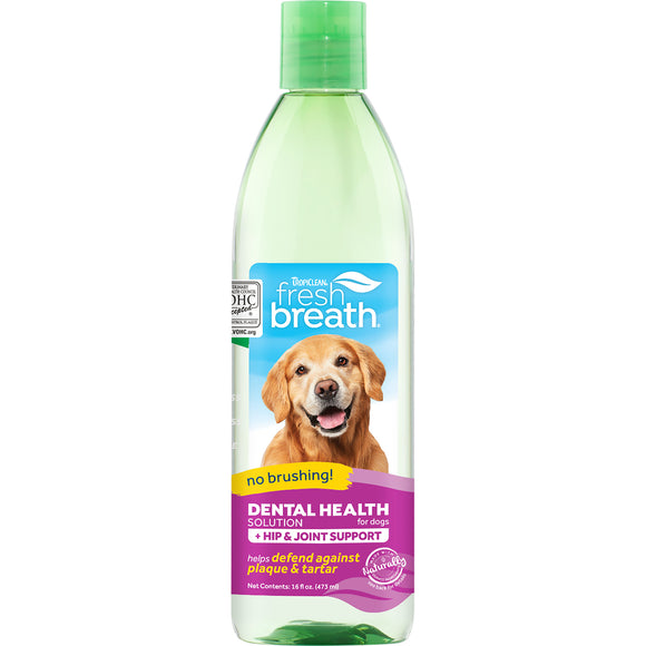 Fresh Breath by TropiClean Dental Health Solution Plus Hip & Joint for Dogs (16oz)