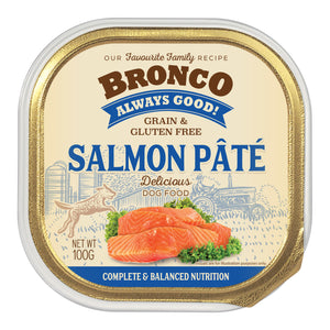 [1carton=16trays] Bronco Salmon Pate Tray Wet Food for Dogs (100g)