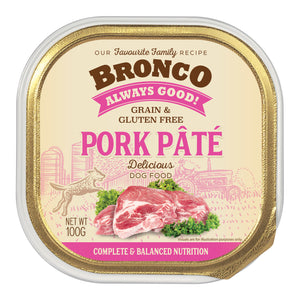 [1carton=16trays] Bronco Pork Pate Tray Wet Food for Dogs (100g)