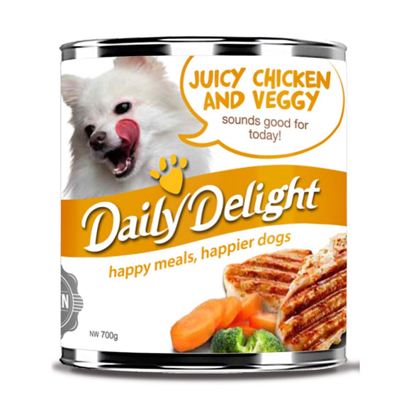 Daily Delight Juicy Chicken & Veggy Canned Food for Dogs (2 sizes)