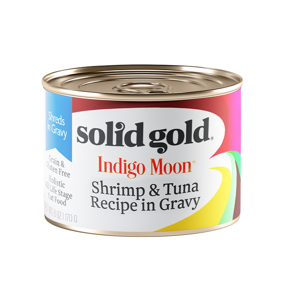 [SG-00114] Solid Gold Indigo Moon Shrimp & Tuna in gravy (6oz)