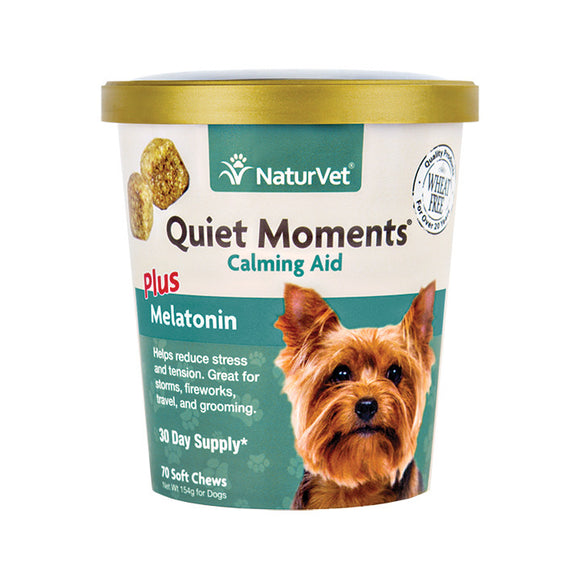 [NV-QUIET] [20% off] NaturVet Quiet Moments Calming Aid Plus Melatonin Soft Chews (70ct/5.4oz/154g)