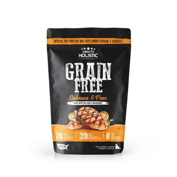 Absolute Holistic Grain Free Dry Food (Salmon & Peas) for Dogs (3 sizes)
