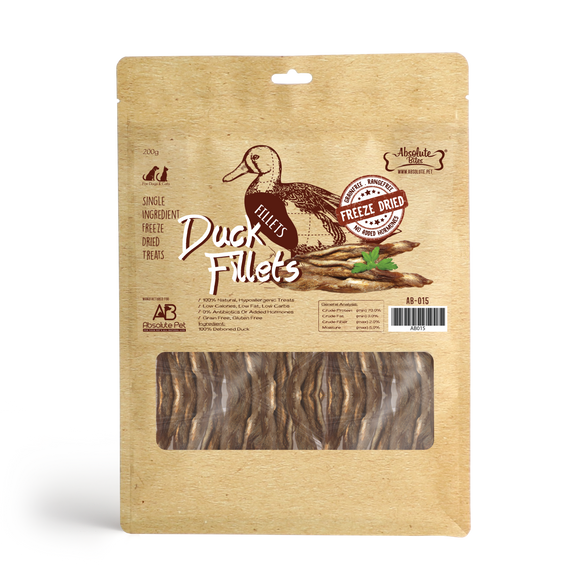 Absolute Bites Freeze Dried Duck Fillets Treats for Dogs & Cats (2 sizes)