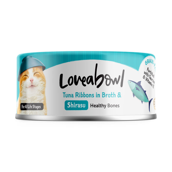 [1ctn=24cans] Loveabowl Tuna Ribbons in Broth with Shirasu Wet Canned Food for Cats