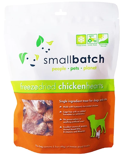 [Bundle of 2] Smallbatch Freeze-Dried ChickenHearts Treats for Dogs & Cats (3.5oz)
