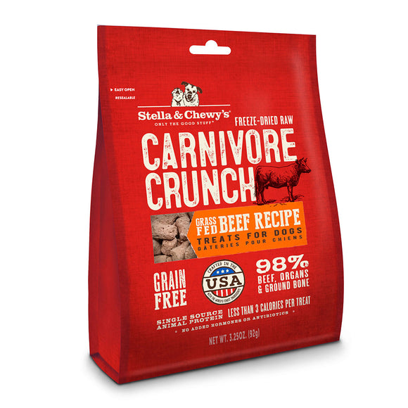 Stella & Chewy’s Freeze-Dried Raw Carnivore Crunch Treats for Dogs (Grass-Fed Beef) 3.25oz