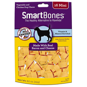 SmartBones Bacon and Cheese Classic Bone Chews for Dogs - Mini (16 pieces)