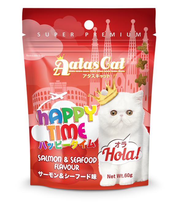 [Bundle of 3] Aatas Cat Happy Time Hola - Salmon & Seafood Flavour (60g)