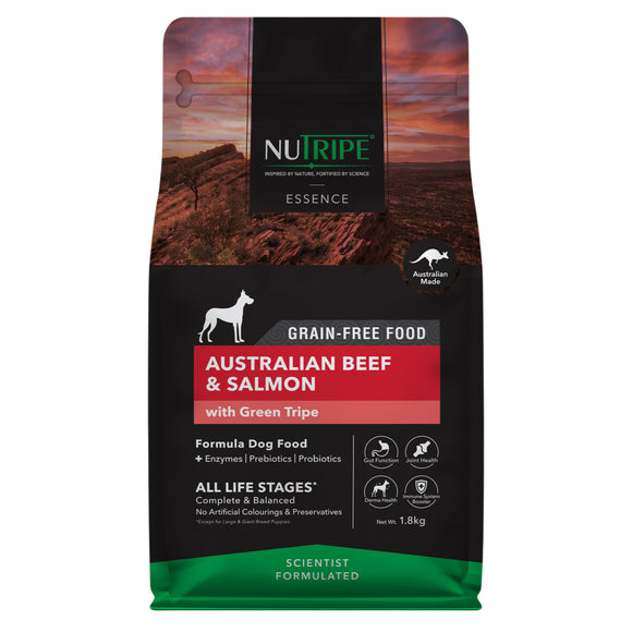 Nutripe Essence Grain Free Australian Beef & Salmon with Green Tripe Dry Food for Dogs (3 sizes)