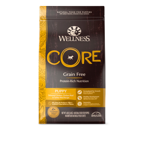 Wellness Core Grain Free Puppy (Deboned Chicken, Chicken Meal & Turkey Meal) Dry Food for Dogs (3 sizes)